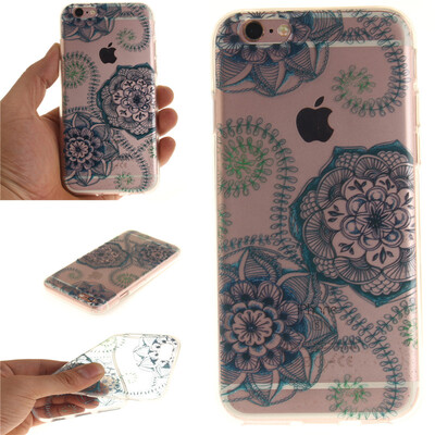

Blue&green dream flower Pattern Soft Thin TPU Rubber Silicone Gel Case Cover for IPHONE 66S