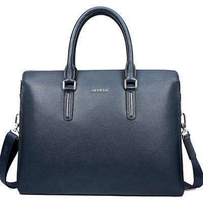 

Чучело (МЕКСИКАН) первый слой кожаный портфель деловой мужской сумки простой мешок плеча сумку случайные мужские моды компьютер мешок MZU50393M-02 синий