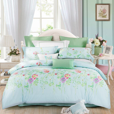 

Mercury Home Textiles MERCURY Bedding four-piece cotton cotton twill printing quilt bed sheets light wind yingyuan double 15 meters bed