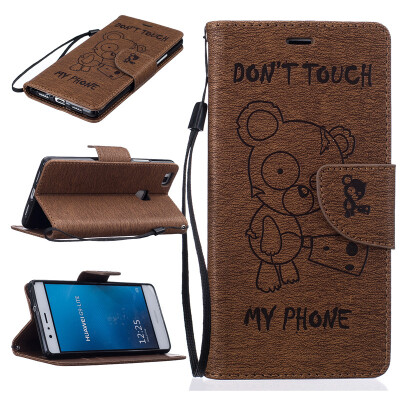 

Coffe Bear Embossed PU Leather Wallet Case Classic Flip Cover with Stand Function and Credit Card Slot for HUAWEI P9 Lite