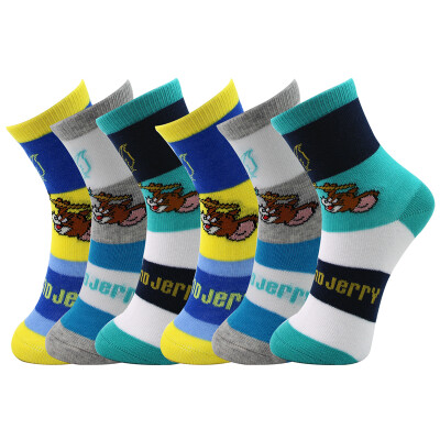 

TOM and JERRY / Tom Cats and Jerry Rat boys and socks children cute cartoon baby combed cotton socks four seasons 6 pairs of 18-20CM (5-7 years old