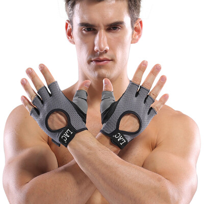 

LAC fitness gloves male sports protective equipment female equipment training dumbbell half finger bar hand palms pull up to upgrade anti-slip models gray  code