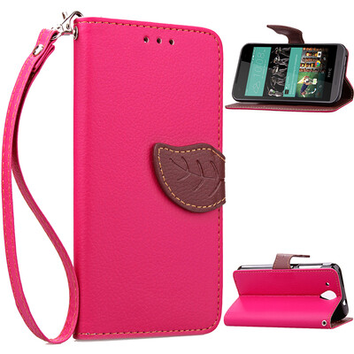 

Pink Design PU Leather Flip Cover Wallet Card Holder Case for HTC Desire 520