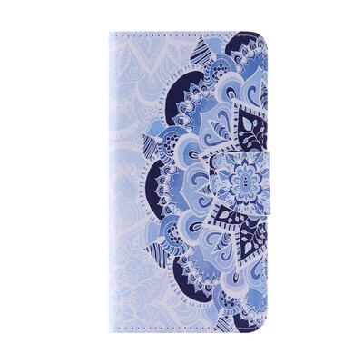 

Blue Flower Design PU Leather Flip Cover Wallet Card Holder Case for SAMSUNG A9