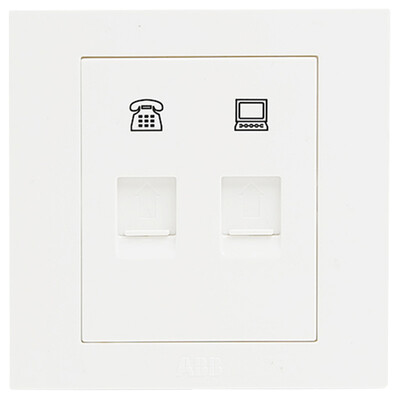

ABB switch socket panel two phone computer socket 86 cable network broadband landline telephone line socket Yongzhi series white AH323