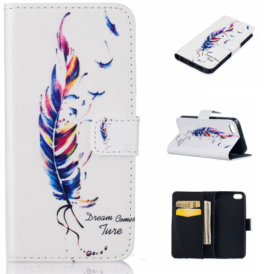 

Blue plumes Design PU Leather Flip Cover Wallet Card Holder Case for IPHONE 5/5S/5SE