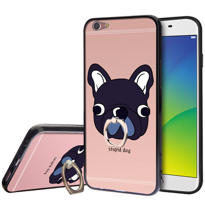 

KOOLIFE OPPOR9SPLUS Mobile Shell Cover Phone Case Ring buckle Stand Soft shell oppo r9s plus Creative Stand Cartoon Painted ShellSmash Shell Shar Pei Dog