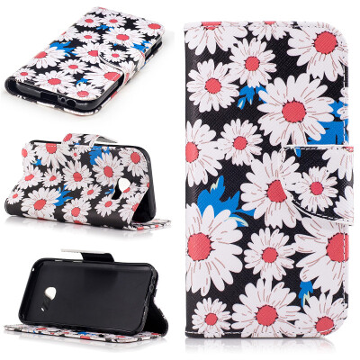 

Chrysanthemum Design PU Leather Flip Cover Wallet Card Holder Case for Samsung Galaxy A3 2017