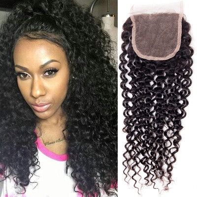 

Indian Curly Closure 7A Unprocessed Virgin Indian Deep Curly Closure Indian Virgin Curly Hair Weave Human Hair Bleached Knots