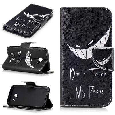 

Grin smile Design PU Leather Flip Cover Wallet Card Holder Case for Samsung Galaxy A5 2017