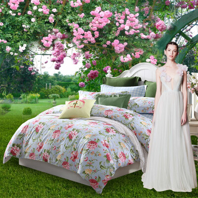 

Meng Jie home textiles produced MEE bedding sets cotton printing four sets of cotton bed sheets quilt dawn flower language 15 m bed 200 230cm
