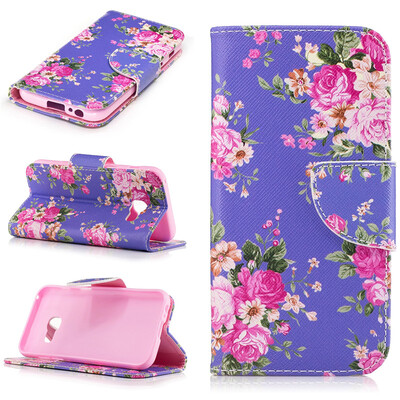 

Purpleflowers Design PU Leather Flip Cover Wallet Card Holder Case for Samsung Galaxy A3 2017