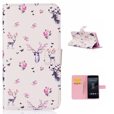 

Deer Design PU Leather Flip Cover Wallet Card Holder Case for SONY Xperia Z5