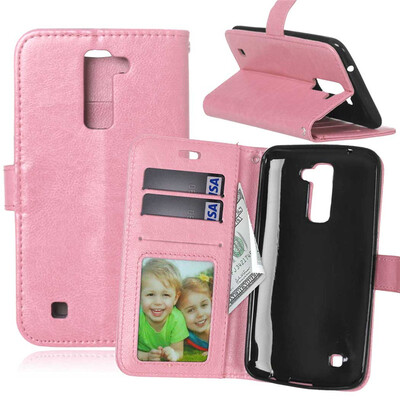 

Pink Style Classic Flip Cover with Stand Function and Credit Card Slot for LG K10