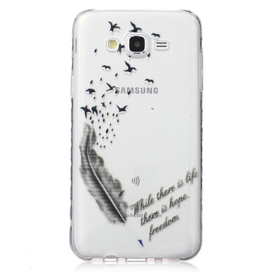 

Feathers&birds Pattern Soft Thin TPU Rubber Silicone Gel Case Cover for SAMSUNG GALAXY J7