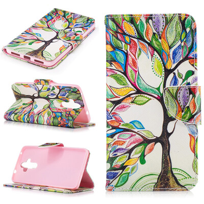 

Colorful tree PU Leather Flip Cover Wallet Card Holder Case for HUAWEI Mate 9