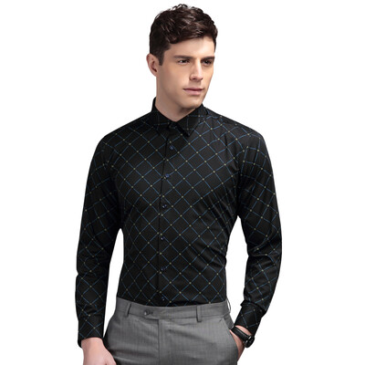 

Красная фасоль Hodo Men Business Casual Fashion Print Регулируемые манжеты Мужская сторона с длинным рукавом S1 Черный 170 / 88A