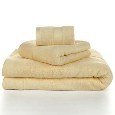 

Bamboo Kam Towel Home Textiles Bamboo Fiber Thicker Plain Water Absorbent Fluffy Towel Towel Towel 3pcs Beige