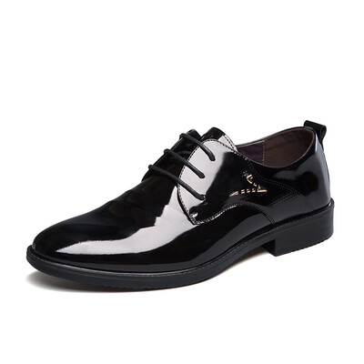 

Playboy Men's Classic Lace-up Business Round Head Patent Leather Shoes