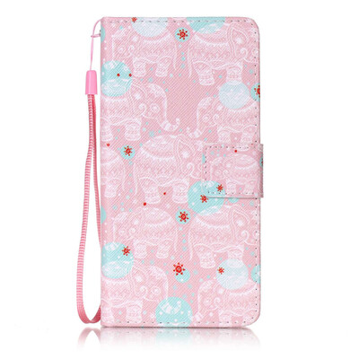 

Pink Elephant Design PU Leather Flip Cover Wallet Card Holder Case for Huawei P8 Lite