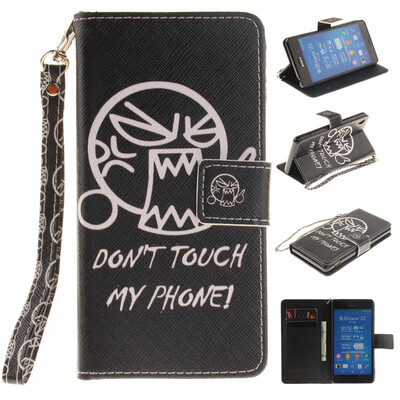 

Do not touch me Design PU Leather Flip Cover Wallet Card Holder Case for SONY Xperia Z3