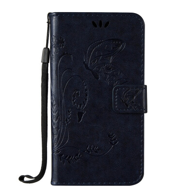 

Dark blue Embossed PU Leather Wallet Case Classic Flip Cover with Stand Function and Credit Card Slot for Wiko Pulp