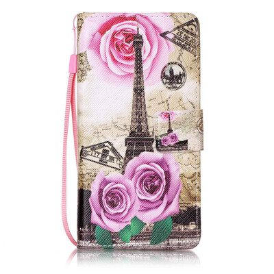 

Flower Tower Design PU Leather Flip Cover Wallet Card Holder Case for Huawei P9