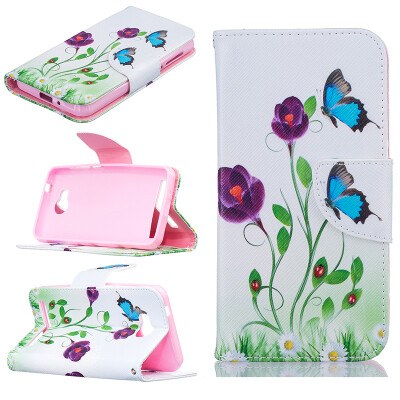 

Blue butterfly Design PU Leather Flip Cover Wallet Card Holder Case for HUAWEI Y3 II