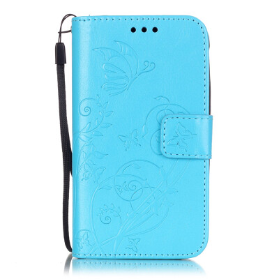 

Blue Flower Design PU Leather Flip Cover Wallet Card Holder Case for SAMSUNG G360