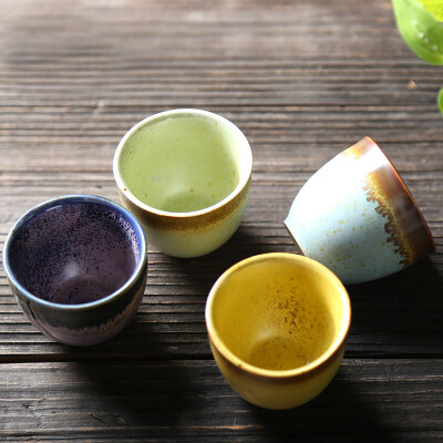 

LINGYI Ceramic cups kiln four-color sample tea cup Kung fu tea