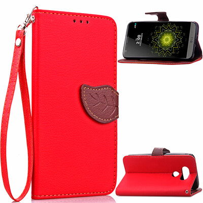 

Red Design PU Leather Flip Cover Wallet Card Holder Case for LG G5