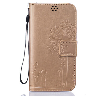 

Golden Lovers and Dandelion Style Embossing Classic Flip Cover with Stand Function and Credit Card Slot for LG G5