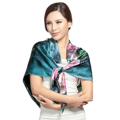 

Jingdong Supermarket Bao Shengxiang ladies of the four seasons big silk scarf silk scarf s9203 ink blue rose