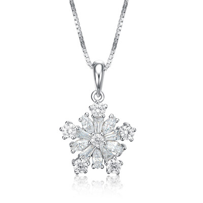 

Seven Seasons (SEVEN DEGREE) S925 Silver Necklace Female Snowflake Pendant Fashion Lockbone Chain Zirconium Silver Ornament with 40cm Box Aberdeen Send Girlfriend Gift
