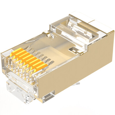 

Shanze SAMZHE JC-P6030 Engineering six professional dual-shielded network crystal head 30 box RJ45 8P8C cable connector FTP copper shell gold-plated two-piece