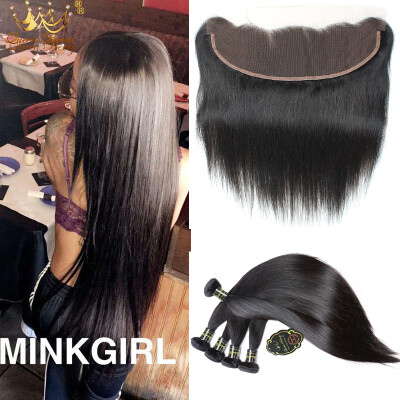 

Brazilian Straight Hair With Closure,13x4 Ear To Ear Lace Frontal Closure With Bundles,Brazilian Virgin Hair With Closure Human Ha