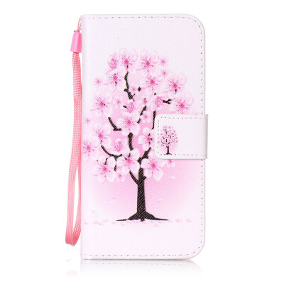 

Peach Blossom Design PU Leather Flip Cover Wallet Card Holder Case for Apple iPhone 6S