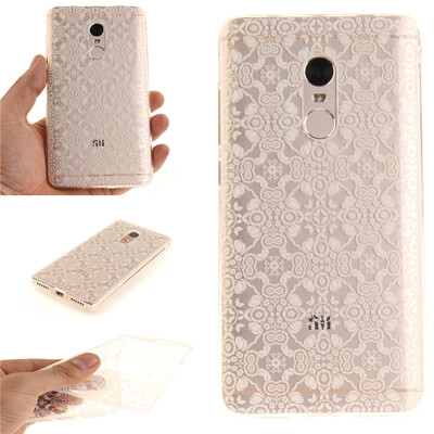 

Half white flowers Pattern Soft Thin TPU Rubber Silicone Gel Case Cover for XiaoMi RedMi Note 4