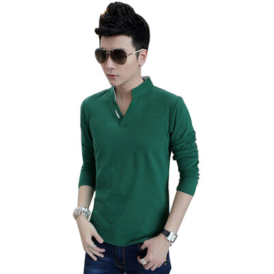

(MSEK) PL3077 long-sleeved polo shirt printed Korean Slim men's collar collar POLO shirt green L