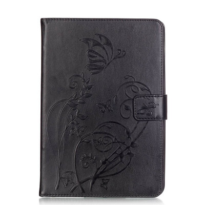 

Black Flower Design PU Leather Flip Cover Wallet Card Holder Case for IPAD MINI4