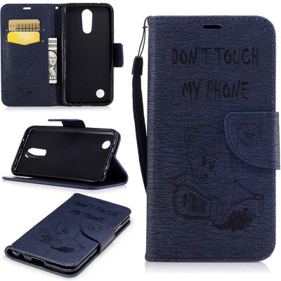 

Классическая флип-обложка с тиснением Deep Blue Bear с функцией подставки и слотом для кредитных карт для LG K10 2017