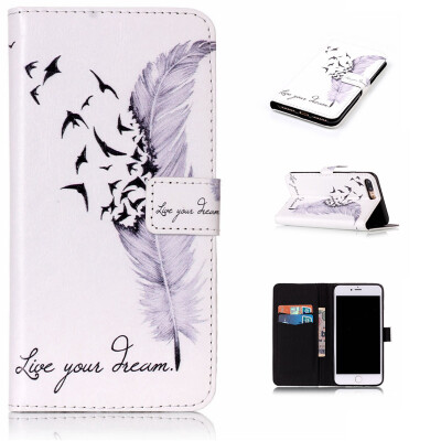 

Plumes Design PU Leather Flip Cover Wallet Card Holder Case for IPHONE 7 Plus