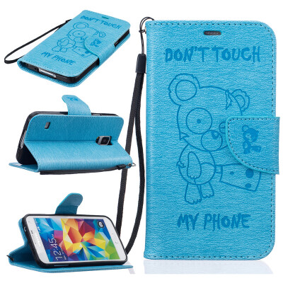 

Light Blue Bear Embossed PU Leather Wallet Case Classic Flip Cover with Stand Function and Credit Card Slot for SAMSUNG GALAXY S5