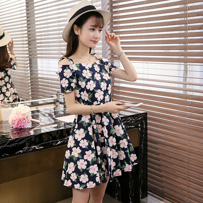 

VIVAHEART Casual Fashion Floral Straps Straps Straps Short Sleeves Slim Dresses VWQZ173333 Navy L