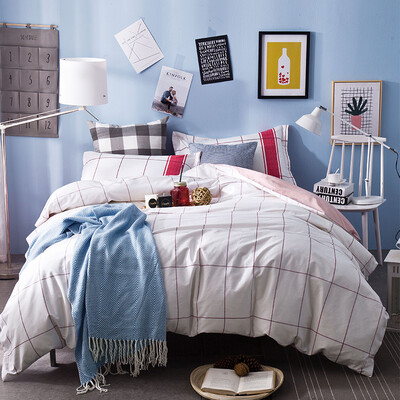 

Yalu free four sets of home textiles cotton quilt bed sheets high-profile high-density bedding 15 m 18 m bed apply quilt 200 230cm magic grid