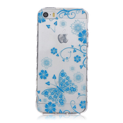 

Blue butterfly Pattern Soft Thin TPU Rubber Silicone Gel Case Cover for IPHONE 5/5S/5SE