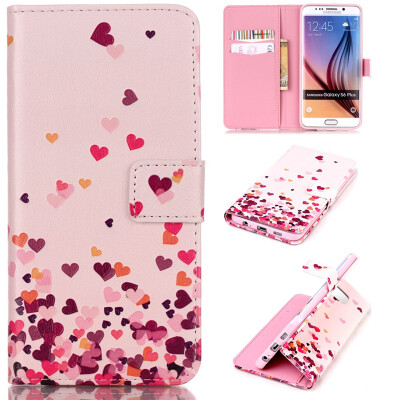 

Pink Heart Design PU Leather Flip Cover Wallet Card Holder Case for SAMSUNG Galaxy S6 Edge Plus