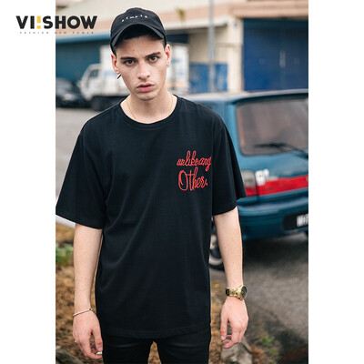 

Village Roadshow viishow мужская с короткими рукавами футболки вышитые буквы сострадательный мужская с коротким рукавом футболки прилива бренда TD19171721 черный L