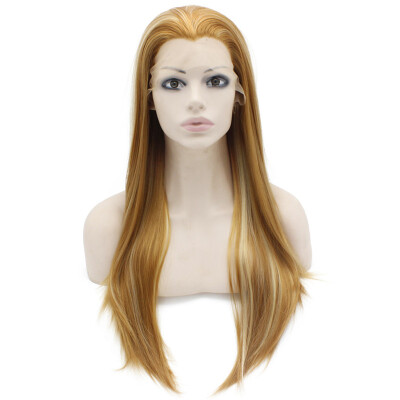 

Long Straight Blonde Hightlight Natural Hand Tied Lace Front Wig
