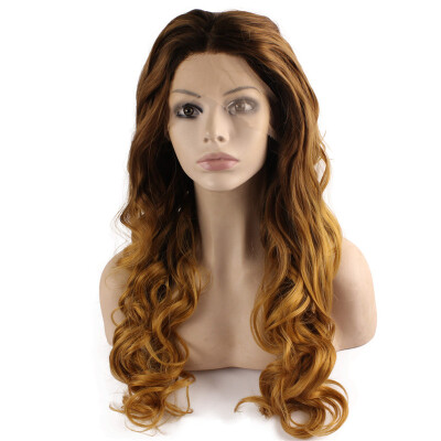 

Long Wavy Three Tone Blonde Hand Tied Lace Front Synthetic Wig